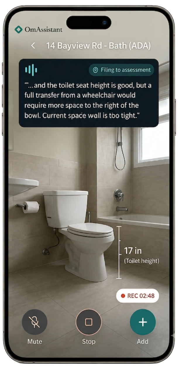 OmAssistant scanning a home visit on iPhone